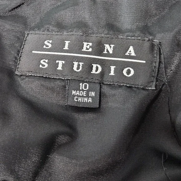 Siena Studio Black Genuine Leather Mini Skirt Front Slit Size 10 Pencil Skirt - Picture 6 of 8